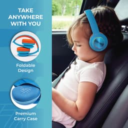 PowerLocus PLED Draadloze Koptelefoon Over-Ear voor Kinderen - LED lampjes - met Microfoon - Micro SD poort - Blauw/Oranje — thumbnail 9