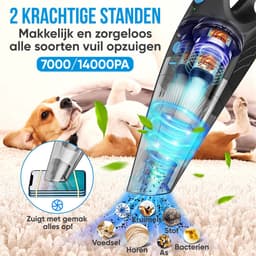 Strex Kruimeldief Draadloos & Snoerloos - Handstofzuiger voor Auto - Kruimelzuiger Nat & Droog - Mini Stofzuiger - 14000PA - HEPA Filter - LED Verlichting - Extra Krachtig - Autostofzuiger met Opzetstukken — thumbnail 3
