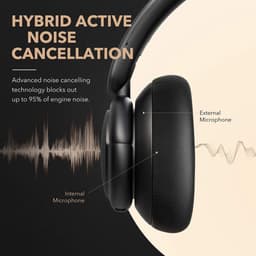 Soundcore by Anker Life Q30 Hybrid Active Noise Cancelling Headphones with Multiple Modes, Hi-Res Sound, 40H Playtime, Fast Charge, Soft Earcups, Bluetooth Headphones, Travel - Zwart — thumbnail 7