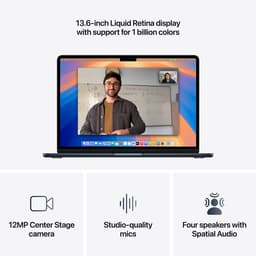 Apple MacBook Air (2025) 13 - M4 - 16 GB - 256 GB - Middernacht — thumbnail 9