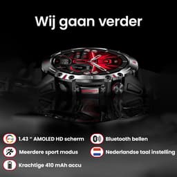 Mawiva Tech PRO - Smartwatch - AMOLED - Smartwatch Heren - Mawiva Tech Smartwatch - Geschikt voor iOS en Android - Nederlandstalig - Sporthorloge - Gezondheidsanalyse - Sportanalyse - Bellen - Muziek/Audio Luisteren - Ergonomisch - Zwart — thumbnail 9