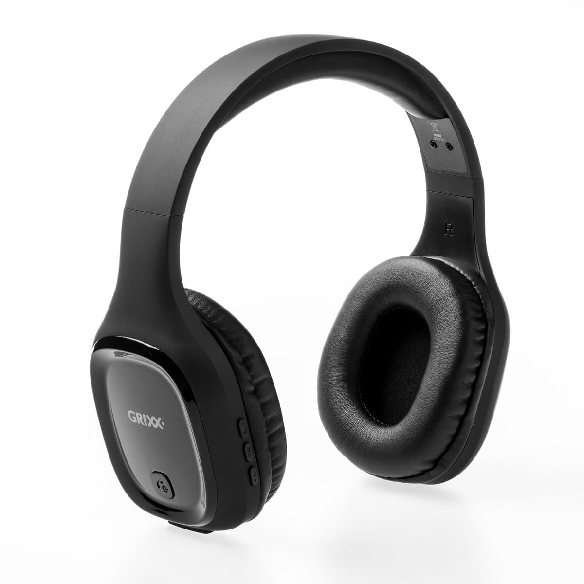 Grixx Draadloze Bluetooth Koptelefoon met Microfoon – On-Ear – 10 uur batterij – Lichtgewicht – 3.5mm kabel – Zwart / Blauw — afbeelding 1