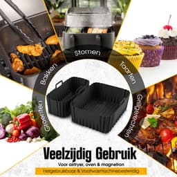 Bewern 2 Stuks Siliconen Bakvormen - 6L en 3L - Geschikt voor Philips Airfryer Dual Basket 3000 Series - Accessoires voor Dubbele Airfryer - Siliconen Bakje — thumbnail 4