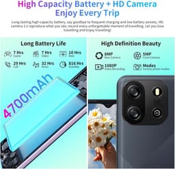 Smartphone Oscal Blackview FLAT 1C 6.517'' 4GB+32GB-SD 1TB 8MP+5MP 4700mAh Android 13 Dual SIM - Paars — thumbnail 7