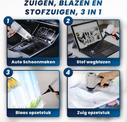 HomeShift® Auto Stofzuiger Draadloos V2 - Kruimelzuiger - Handstofzuiger - Kleine Stofzuiger - Draadloze stofzuiger - Air Duster - Nat & Droog - Grijs — thumbnail 10