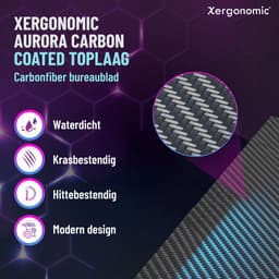 Xergonomic Game Bureau - Gaming Desk - Carbonfiber look - B125xH75xL62 cm - Computer Tafel - Incl. beker-, koptelefoonhouder en kabelorganizer - Xergax - Zwart — thumbnail 11