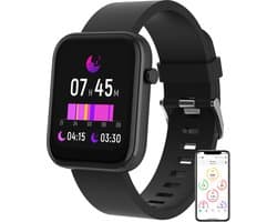 Denver Smartwatch Dames & Heren - Voor Android & iOS - Sporthorloge - Hartslagmeter - Bloeddrukmeter - Stappenteller - Saturatiemeter - Slaapmonitor - Social media activiteit - SW182 - Zwart
