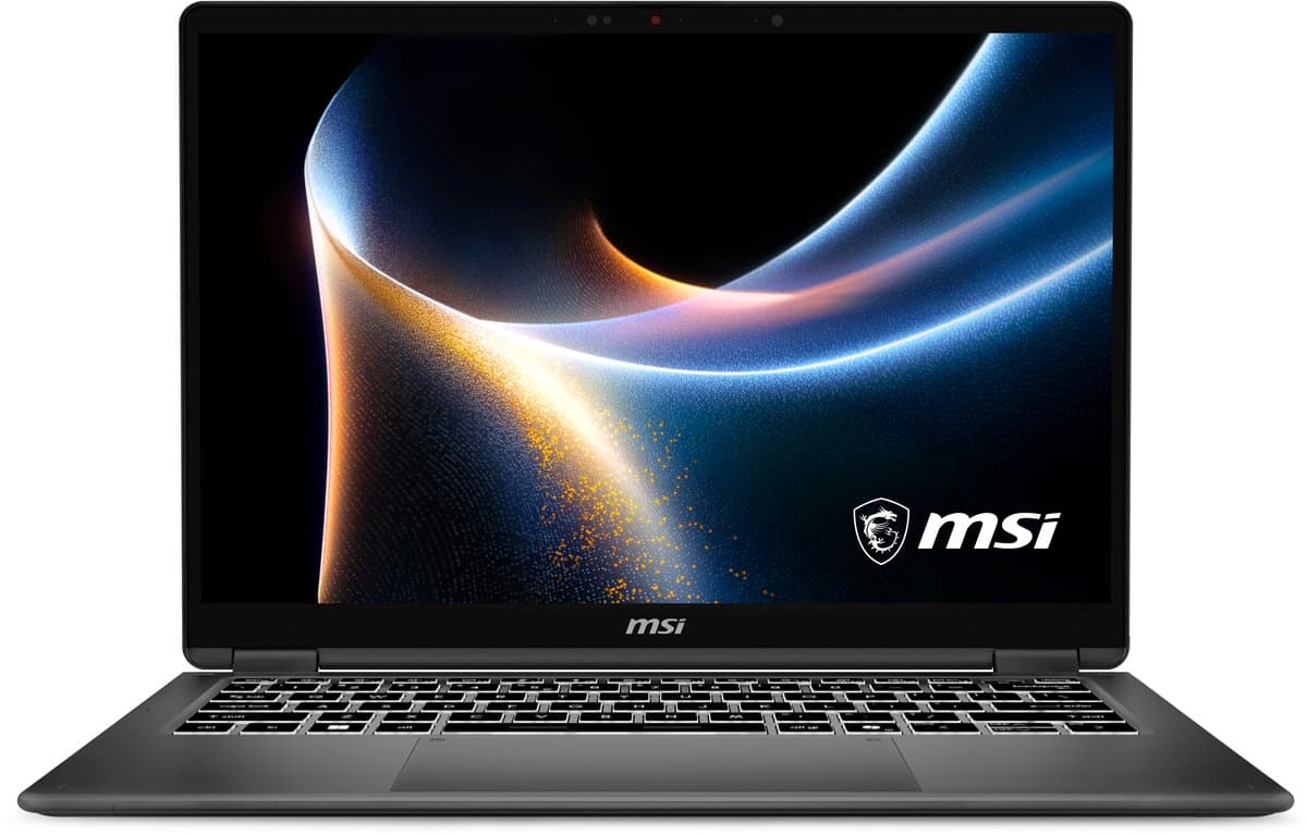 MSI Prestige 14 FLIP AI+ D3MTG-049NL Copilot+ PC Intel Core Ultra 9 386H Hybride (2-in-1) 35,6 cm (14") Touchscreen Full HD+ 32 GB LPDDR5x-SDRAM 2 TB SSD Wi-Fi 7 (802.11be) Windows 11 Pro Grijs — afbeelding 1
