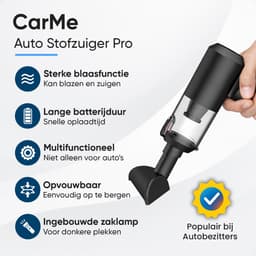 CarMe 2-in-1 Auto Stofzuiger Pro - Zuigen & Blazen - Kruimeldief - 8 Opzetstukken - Oplaadbaar - Handstofzuiger - Air Duster - Zwart — thumbnail 2