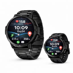 Evy24 Smartwatch GPS 48mm - Sporthorloge Heren en Dames - Belfunctie - Waterdicht - Hartslagmeter - Stappenteller - 2 Bandjes - iOS en Android - Zwart — thumbnail 1