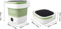 Florixa® Camping Wasmachine - Mini Wasmachine - Wasmachines - Opvouwbare Kleine Wasmachine en Droger - 7.5L - met Afvoer - Groen - 30cm x 30cm x 33cm — thumbnail 2