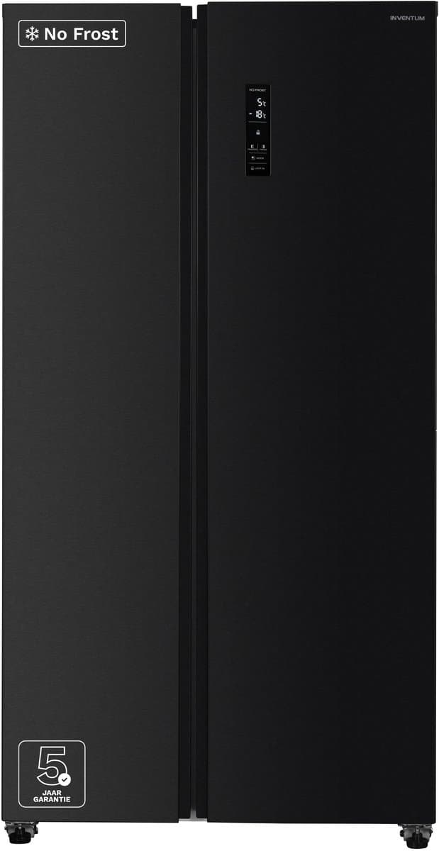 Inventum SKV0180B No Frost energiezuinige Amerikaanse koelkast - 532 liter - Digitaal display - Superkoelen - Supervriezen - Deuralarm - 2 deuren - Zwart — afbeelding 1