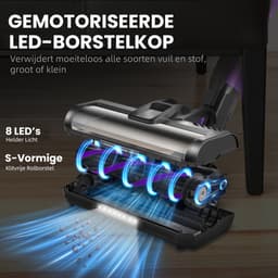Grenintol V870 Steelstofzuiger - Snoerloze Stofzuiger met Accu - Draadloos Steelstofzuiger - 60000Pa Krachtige Zuigkracht - 350W Borstelloze Motor - 1.6L Grote Stofbak - HEPA Filter - LED Verlichting - Voor Dierenharen & Harde Vloeren - Paars — thumbnail 11