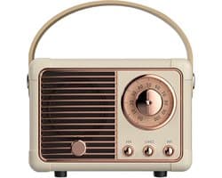 Elkuaie Retro Radio Bluetooth - Draagbare Subwoofer - Nostalgie Design - 1 Stuk - Melkachtig Wit