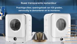 Afvoerdroger 3 Kg - Compacte Trommeldroger Met 5 Programma's, Oververhittingsbeveiliging, Wandmontage - Wit — thumbnail 12