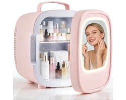 Skincare Koelkast - Mini Koelkast Slaapkamer - Cosmetische Koelkast - 6L Koelkast - LED Spiegel Koelkast - Draagbaar - Koelen En Verwarmen - AC/DC - Huidverzorging Koelkast - Beauty Koelkast