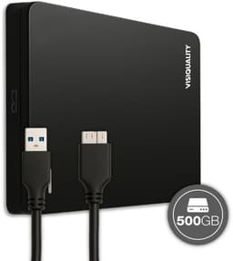 VisiQuality High-Speed Externe Harde Schijf 500 GB - Draagbare Harde Schijf USB 3.0 - Voor Windows & Mac - Xbox & PS4 games - Compact - Zwart — thumbnail 1