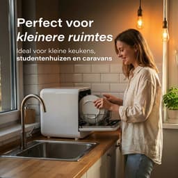 Skoov Mini Vaatwasser met waterreservoir - 3 couverts - 6 wasprogramma's - 45cm - Kleine smalle vrijstaande afwasmachine - Camping - Wit — thumbnail 4