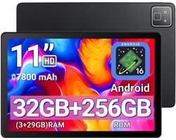 K6PRO Tablet - 11 inch Tablets - 32GB RAM(3G+29GB) - 256GB opslag - 7800mAh - WiFi6 - Bluetooth 5.3 - Zwart