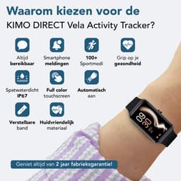 KIMO DIRECT Vela Activity Tracker - Stappenteller - Hartslagmeter - Sporthorloge - Smartwatch - Stappenteller Horloge - Zwart — thumbnail 9