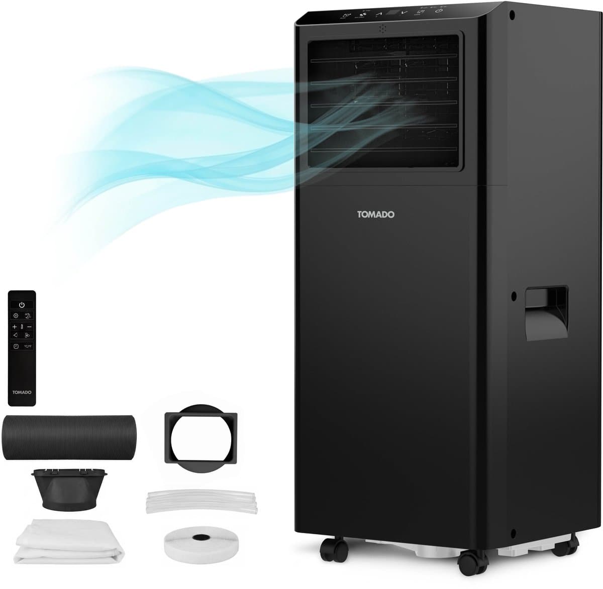 Tomado TMA9002B - Mobiele airco - 9000 BTU Airconditioning - 3 in 1 - Koelen, Ventilator, Ontvochtiger - Afdichtingskit - Tot 80 m3 - Zwart — afbeelding 1