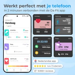 Nuvance - Smartwatch Heren & Dames met Bluetooth - 45mm - Geschikt voor alle Smartphones - Stappenteller & Hartslagmeter - Zwart — thumbnail 3