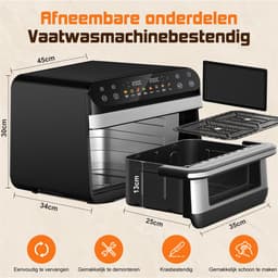 Saikefy Airfryer XXL - 11 Liter- 8Programma's - Airfryer met Intelligent Touchbediening - Hetelucht friteuse - Tot 8 Personen - Zilver — thumbnail 4