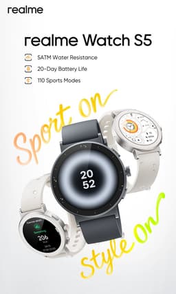 realme Watch S5 Smartwatch - 1,43" AMOLED Scherm - 20 Dagen Accu - GPS & Bluetooth - 5ATM - Zandwit — thumbnail 2