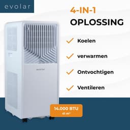 Evolar Mobiele Airco - 14000 BTU - Koelen & Verwarmen - WiFi - App & Afstandsbediening - Airconditioner - met Afvoerslang - Slaapkamer, Woonkamer, Kantoor - EVO-014CHW — thumbnail 6