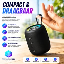 Draadloze Draagbare Luidspreker 10W Speaker RGB LED Draadloos & Wireless Fusion Pack M3 – Draagbare Bluetooth Speaker 10W | Waterdicht | RGB LED | Hifi Bas | BT/USB/TF/FM | Outdoor Wireless Speaker-Kerstcadeau-Nieuwjaar-2026-Verjaardag- — thumbnail 1