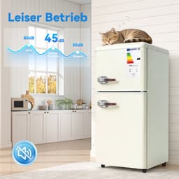 Gutent-Koel-vriescombinatie - 86L totaal - 56L koel en 30L vries - 7 temperaturen - LED-verlichting - verstelbare planken - Crème — thumbnail 14
