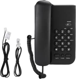 Vaste Telefoon - Bedrade Telefoon - Thuis Kantoor - Geen Batterij Nodig - Klein Formaat - Zwart — thumbnail 5