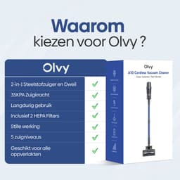 Olvy Steelstofzuiger Draadloos - Met Dweilfunctie - 5 Zuigniveaus - 350W - Vacuum Cleaner - Draadloze Snoerloze Stofzuiger - Zonder Zak - Op Accu - 35Kpa - Kruimeldief — thumbnail 10