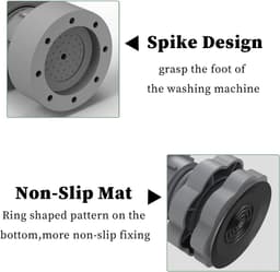 Trillingsdempers Wasmachine - 4 stuks verstelbare schokdempers - Rubberen voetjes voor wasmachines - Universele beweegbare voetjes - Voor wasmachines en drogers (4 stuks - Grijs) — thumbnail 2