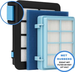 JC's ® - Filter set geschikt voor Philips PowerPro Compact and Power Pro Active en City filterset Stofzuiger FC8010/02 FC8010/01 HEPA allergie - Rubberen houders — thumbnail 1