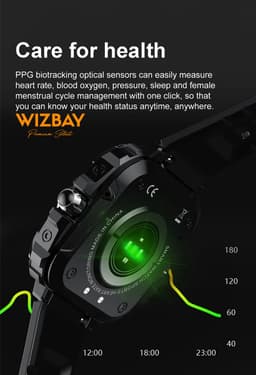 WizBay Premium Select® 1.43inch AMOLED Screen Smartwatch Dames Heren - Android en iOS - Bluetooth Call - 02 Zuurstof - Bloedruk - Dynamic Hartslag & Slaap Monitor - Message - Magnetic Laden - Smartwatches - Zilver met rvs Zilveren Band — thumbnail 5