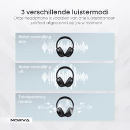 Norva P70 - Draadloze Noise Cancelling Koptelefoon - Bluetooth 5.3 Headphones - Over-ear Hoofdtelefoon - Met Microfoon en Opbergcase - 60u Batterij - Zwart — thumbnail 10