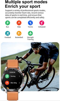 Knobbout Slimme Smartwatch met 1,28 inch Touchscreen- PPG als ECG hartslag- en hartfilamentmeting - ECG + PPG dubbele hartmonitor voor nauwkeurige gezondheidsbewaking - Bluetooth bellen en contacten synchronisatie - zwart staal+siliconen horlogeband — thumbnail 5