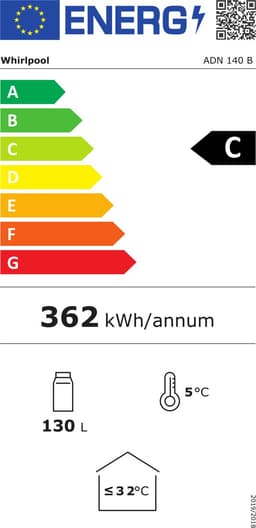 Whirlpool ADN140B - Tafelmodel koelkast - commerciële koelkast - Vrijstaand - 130 l - C label — thumbnail 2