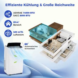 COSTWAY Airconditioning met afvoerslang, 14000BTU, kamergrootte tot 177 m³ (65 ㎡), 4-in-1 mobiele airconditioning, luchtkoeler, verwarming, luchtontvochtiger en ventilator, met auto- en slaapmodus — thumbnail 6
