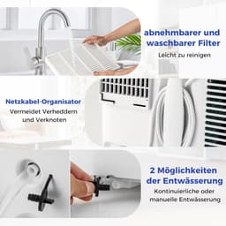 COSTWAY Airconditioning met afvoerslang, 14000BTU, kamergrootte tot 177 m³ (65 ㎡), 4-in-1 mobiele airconditioning, luchtkoeler, verwarming, luchtontvochtiger en ventilator, met auto- en slaapmodus — thumbnail 2