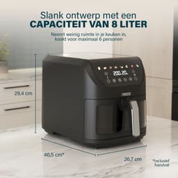 Princess 182257 SlimFry Airfryer - 8 L capaciteit - Doorzichtig kijkvenster - Digitaal touchscreen - 8 voorgeprogrammeerde instellingen - Compact design - 2000 W — thumbnail 4