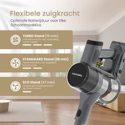 Vapore Steelstofzuiger Draadloos - 47 Minuten Accuduur - 350W - Snoerloze Stofzuiger - Stofzuiger Zonder Zak - Op Accu - Vacuum Cleaner - Kruimeldief - Draadloze Steelstofzuiger - Zwart — thumbnail 3