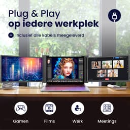 HoriVue Portable Monitor Max 15.6 Inch - Triple Screen - Full HD 60Hz - Draagbare Monitor - Extra Scherm Laptop - Laptop Scherm Uitbreider - Plug & Play - Geschikt voor Apple en Windows - Inclusief Beschermhoes - Tri Screen — thumbnail 2