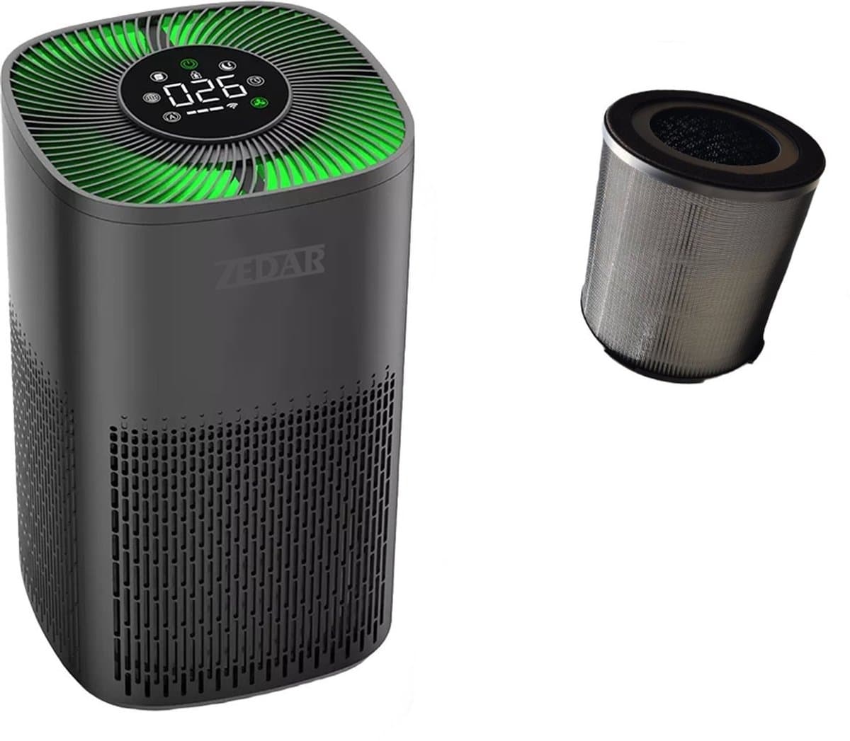 Luchtreiniger / Air Purifier met APP en 2x HEPA 13 filter + koolstoffilter - Werkt tegen huisstofmijt, hooikoorts, allergie, stof, - 210 m³/u - Zedar L600 — afbeelding 1