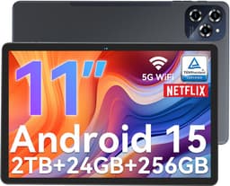 TABWEE Tablet - W90 Tablet - 8000 mAh - 24GB RAM - 256GB ROM - 11 Inch - Android 15 - WiFi 6 - Dubbele Simkaart - NETFLIX - Grijs — thumbnail 1