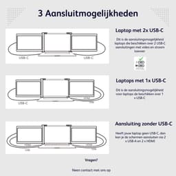 HoriVue Portable Monitor Max 15.6 Inch - Triple Screen - Full HD 60Hz - Extra Scherm Laptop - Draagbare Monitor - Laptop Scherm Uitbreider - Geschikt voor Apple en Windows - Inclusief Beschermhoes en Kabels - Tri Screen - Grijs — thumbnail 6
