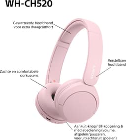 Sony WH-CH520 - Draadloze on-ear koptelefoon - Roze — thumbnail 9