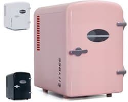 NETTLIFE Mini Koelkasten 4L - Mini-Koelkasten - 12V/230V Auto Aansluiting - 25dB - Vrijstaand - Geschikt voor dranken cosmetica voedsel - Minikoelkast ideaal - voor in de auto - kamer - camping - kantoor - Roze