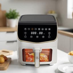 AG Airfryer XXL Premium - Wit- Luchtfriteuse - Anti-aanbak - Tot 8 personen- Vaatwasserbestendig - Met Receptenboek - Extreem Stil- Snelkooktechnologie - Digitaal Display - Tot 200°C - 8 Voorgeprogrammeerde standen. 7.5L — thumbnail 10